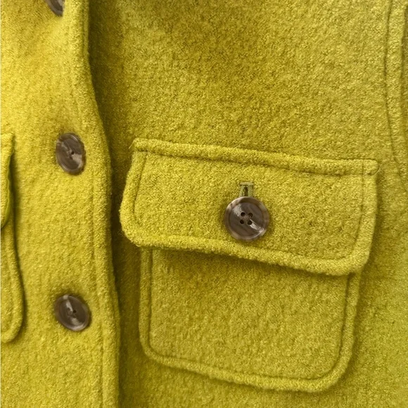 Joie Chartreuse Wool Blend Button Jacket - Picture 4 of 11
